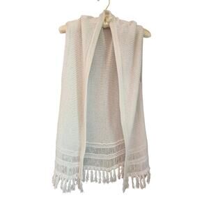 Lilly Pulitzer Open Knit Fringe Vest Cardigan White XXS/XS